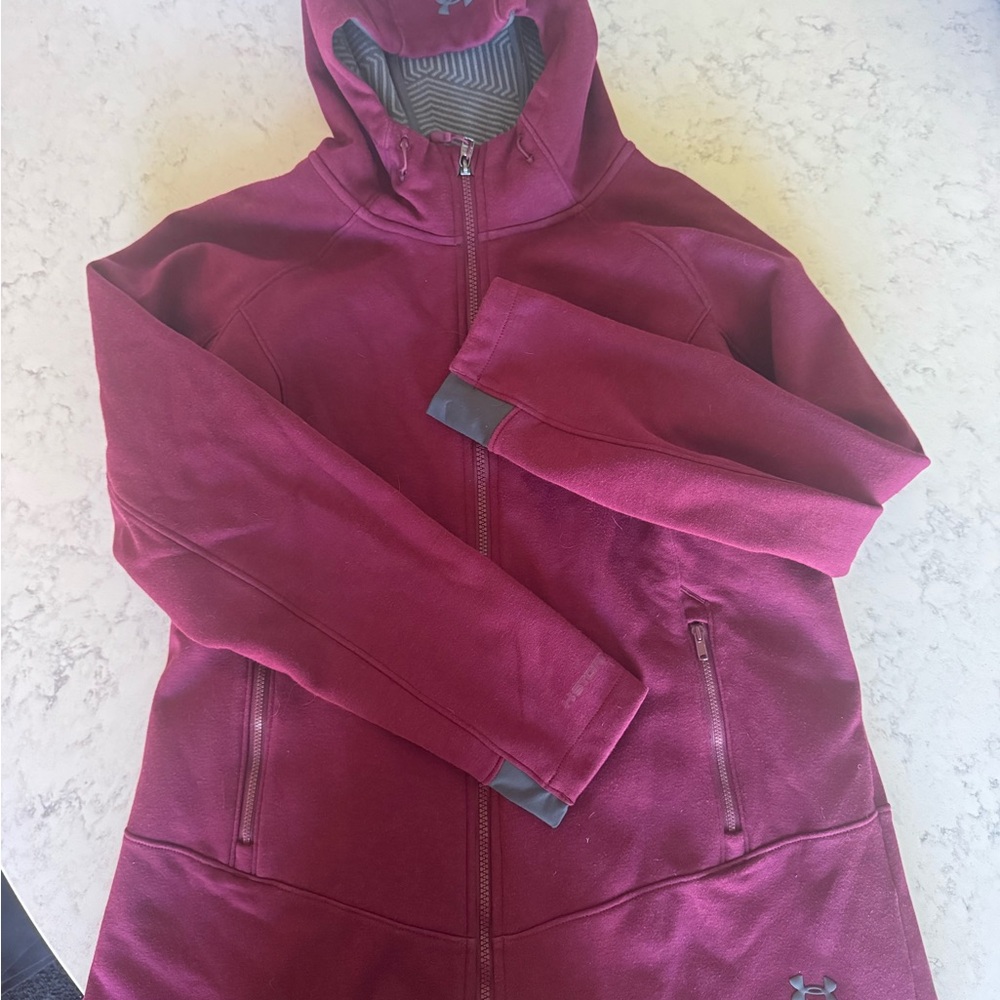 Under Armour Women's Burgundy Zip-Up Hooded Utility Jacket